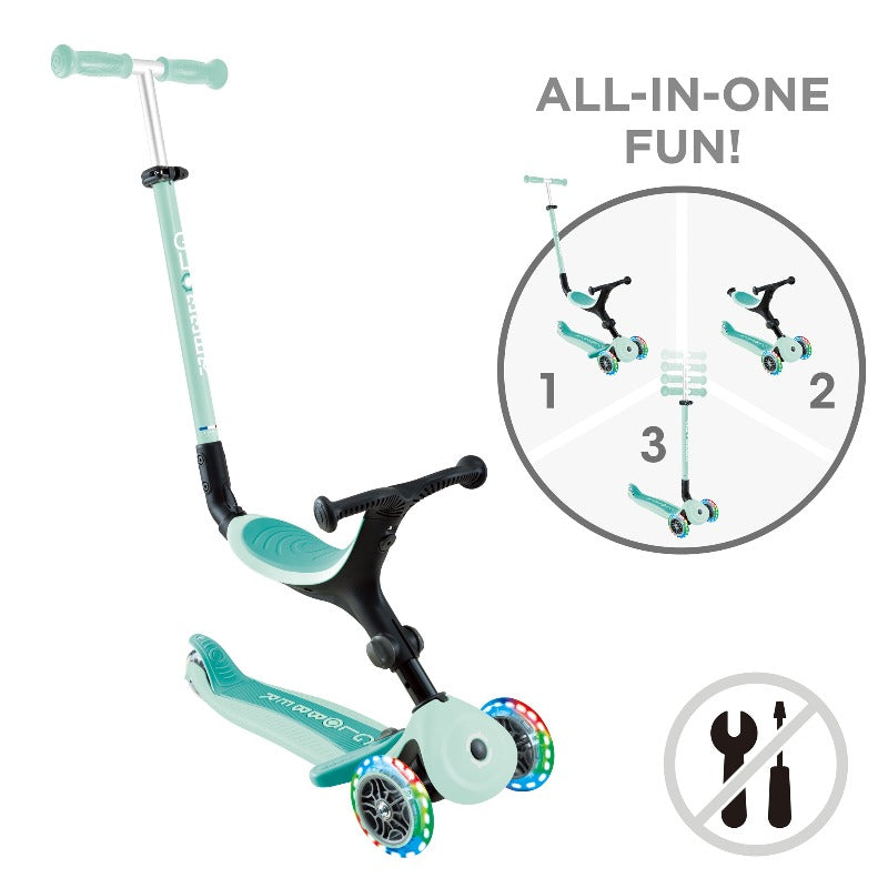 Globber GO UP Active Lights Kids Scooter With Seat