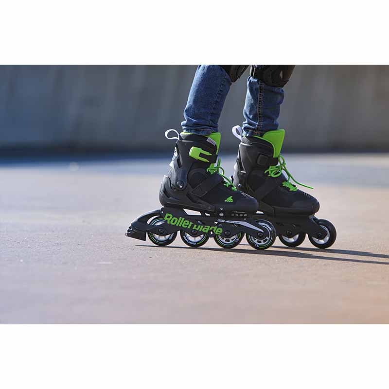 Rollerblade Microblade Black Green Kids Skates - Inlinex