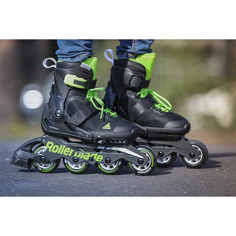 Rollerblade Microblade Black Green Kids Skates - Inlinex