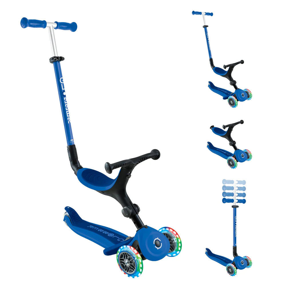 Globber GO UP Active Lights Kids Scooter With Seat - Inlinex