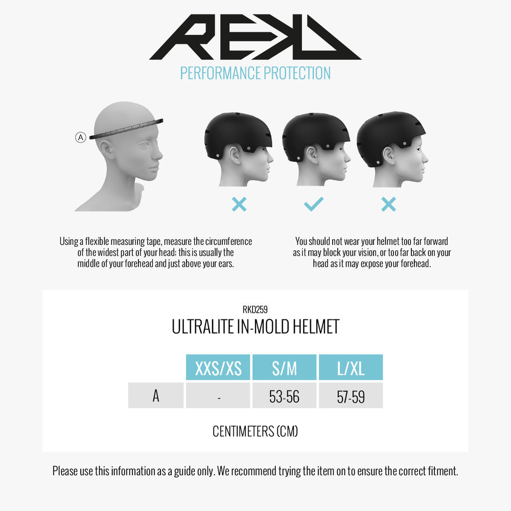 REKD Ultralite In-Mold Helmet size guide