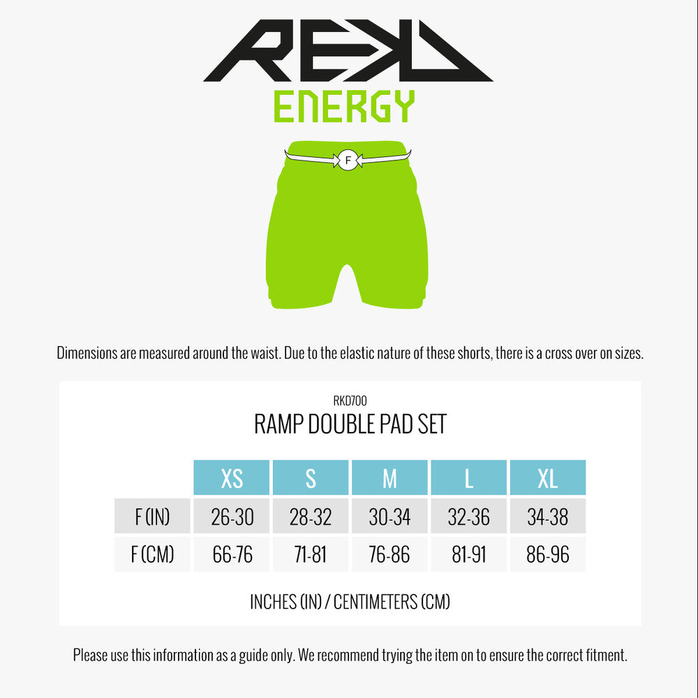 REKD Energy Impact Shorts size guide