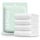 Disposable bath towel and face towel set in a sealed pack with folded white towels
