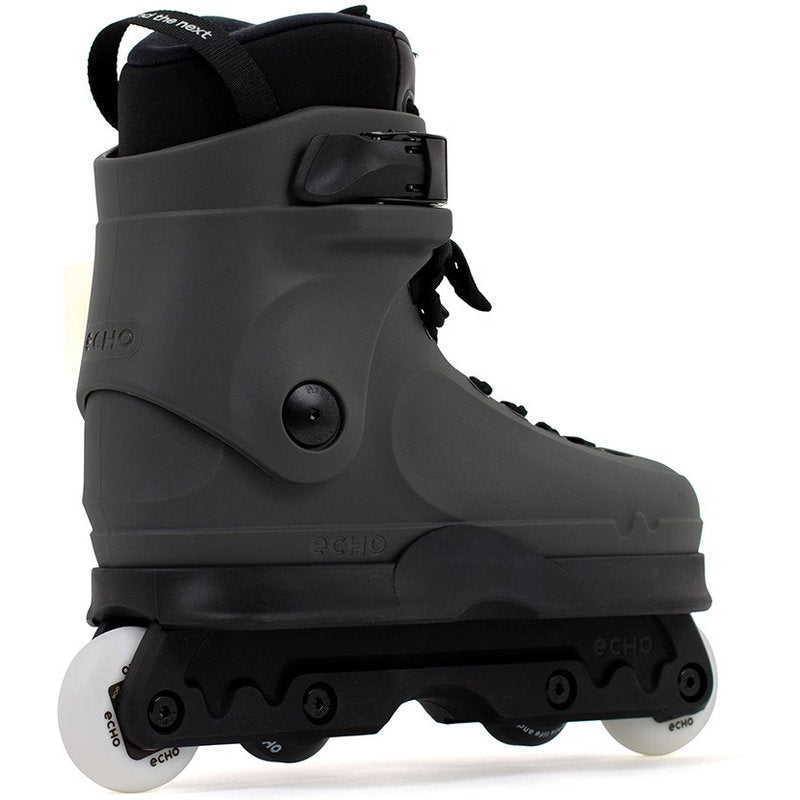 Echo Verve Aggressive Skates Graphite angled rear view