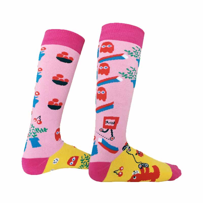 Kids Pink Fruit High Skating Socks