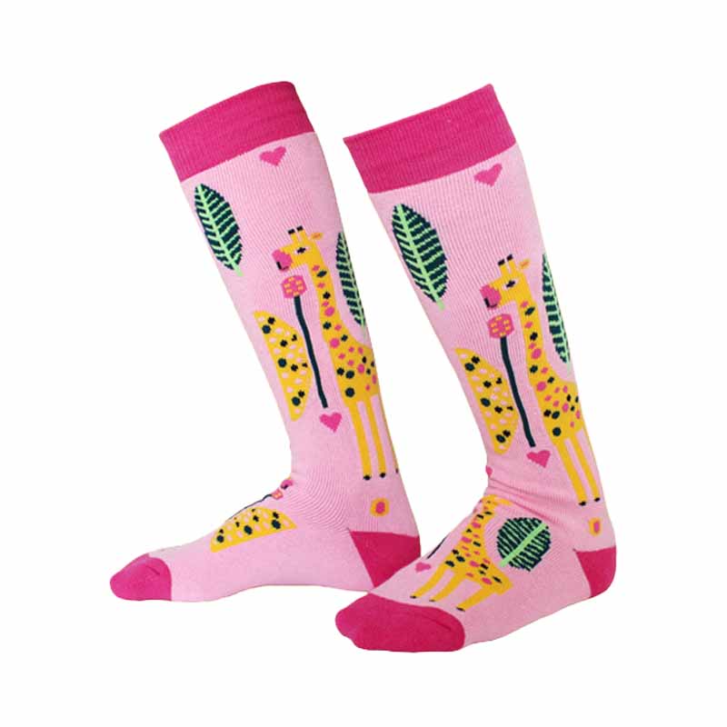 Kids Pink Giraffe High Skating Socks