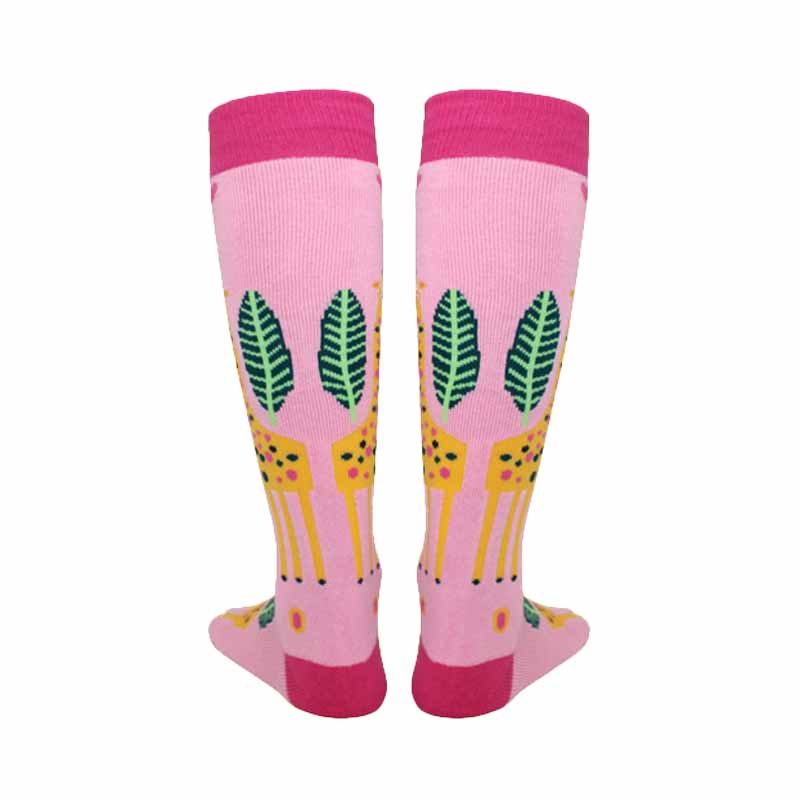 Kids Pink Giraffe High Skating Socks