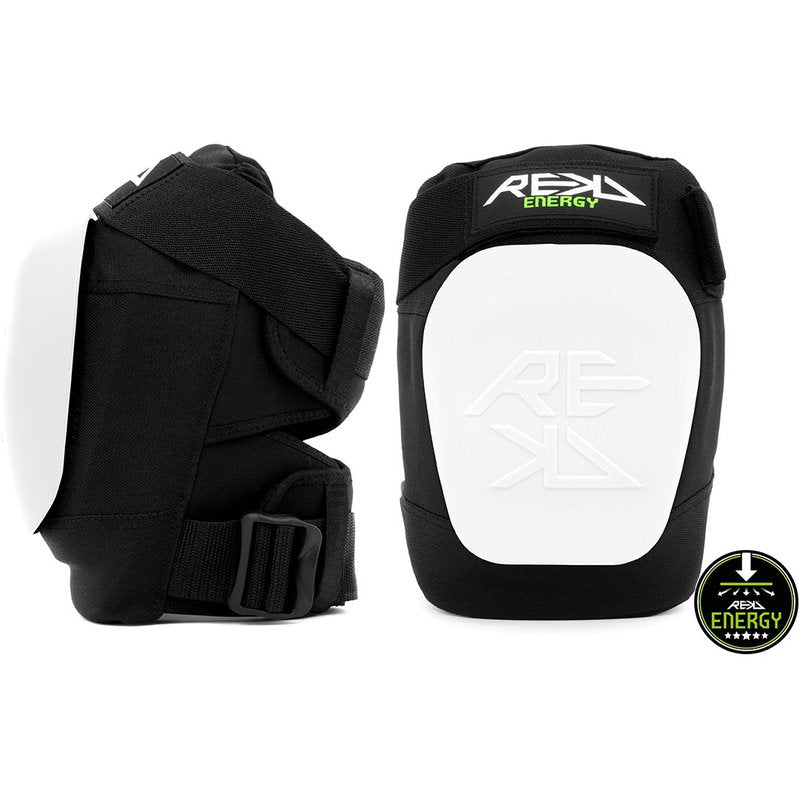 REKD Energy Patrol Knee Pads white energy patrol knee pads white cap front and side
