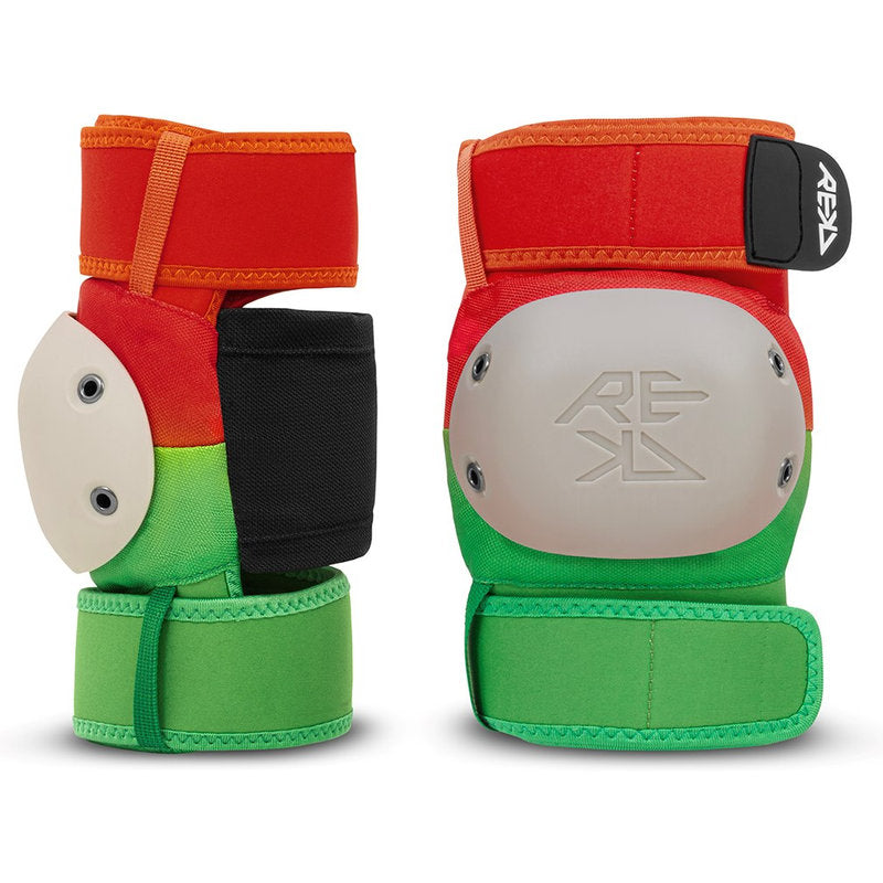 REKD Shield Triple Pad Set fade orange green shield triple pad set fade orange green elbow pads pair