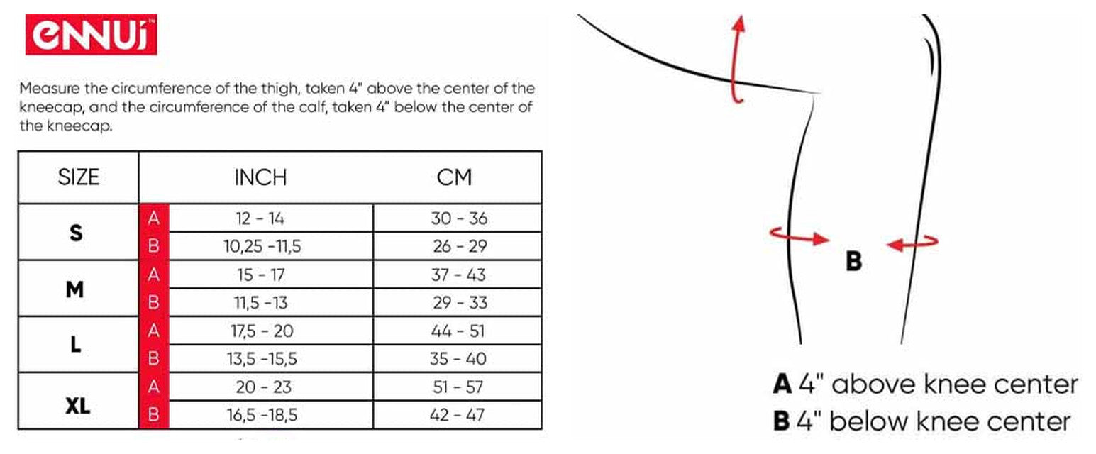 Knee guard size chart